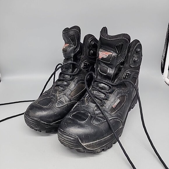 Red Wing 8690 Mens SZ 8.5 TruHiker 6 Inch Tactical Waterproof Black Work Boots - Picture 1 of 7